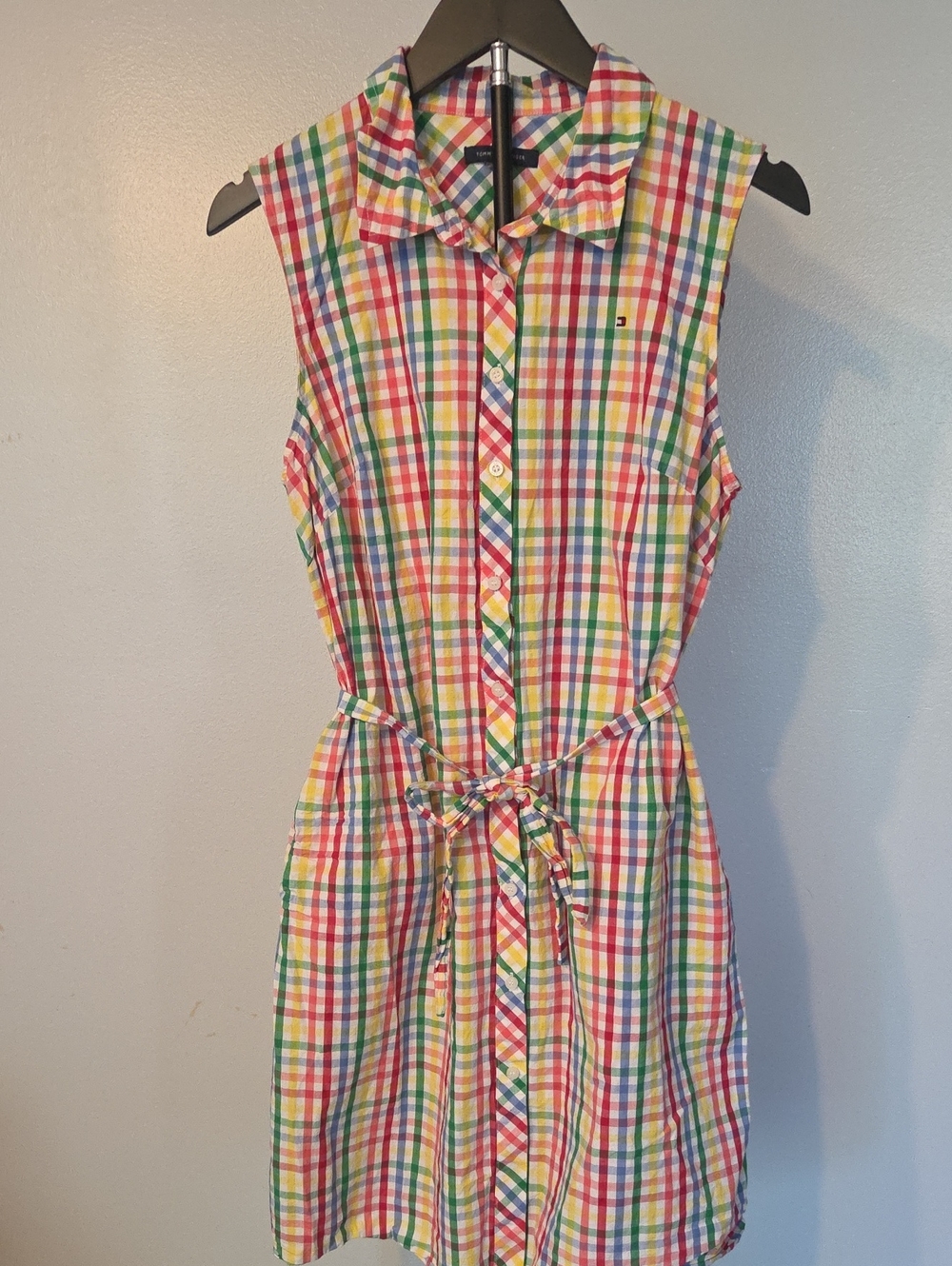 Tommy Hilfiger Multicolor Plaid Sleeveless Button-Up Dress